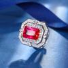 Anillo elegante con diamantes cuadrados de corindón y simulación de color dorado con fondo de cobre y joyería Zhuang Sheng, ideal para mujer, 8 x 12