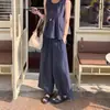 Conjunto de Chaleco sin Mangas de Color Sólido de Moda Versátil Casual + Pantalones de Pierna Ancha para Niñas - Nuevo Estilo Coreano Verano 2026