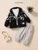 Conjunto Infantil 2026 Novo Estilo Blusão com Capuz e Calça Reta Conjunto de Duas Peças Conjunto de Moletom Infantil Outono