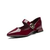 Sapatos Mary Jane Vermelhos Sapatos Femininos 2026 Novo Estilo Outono Elegantes Confortáveis Pés Não Cansados Combinam com Saias Novo Estilo Chinês Bico Fino Sapatilhas Femininas
