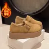 Zapatos Birkenstock de suela gruesa, totalmente cerrados y forrados de felpa para mujer, nuevos 2026, los más vendidos, mocasines de otoño e invierno, slip-ons, zapatos de algodón Birkenstock