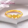 Transmissão ao Vivo de Anéis de Flor Rosa Banhados a Ouro de Alta Qualidade, Mesmo Estilo das Lojas de Ouro, Anéis Ajustáveis Pixiu Banhados a Ouro da Moda, Atacado em Estoque