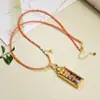 Nueva Cadena de Clavícula Roja Natural Estilo Chino Cera de Abeja Vieja Rodocrosita Zahkilam Lujo Accesible Moda para Niñas Collar Cuerda