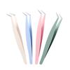 BQI Pinzas para Pestañas Postizas Clip de Pluma Dorada Clip en Forma de 7 Portátil Auxiliar para Principiantes Tricator de Pestañas Herramienta Pinzas para Pestañas Injertadas