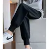 26 pantalones de chándal gruesos, acanalados, de corte holgado, forrados de polar para otoño e invierno, adelgazantes, versátiles, casuales, de color liso, unisex, pantalones adelgazantes