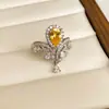 Anillo Abierto de Perla Redonda con Circonita Estilo Ins Coreano Lujo Ligero Sensación de Alta Gama Anillo para Dedo Índice Joyería de Mano Versátil de Nicho para Mujeres