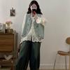 Tamanho grande Terno Salt Wearing Feminino Primavera Top Casual menina gordinha Emagrecimento Jeans Saia Midi Conjunto de Três Peças