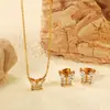 Conjunto de Brincos e Colar Elegantes Estilo Ins Europeu e Americano com um Design de Moda de Alto Padrão, Conjunto de Joias Colar Borboleta Zircônia
