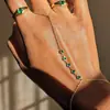 Pulsera con Cadena y Anillo de Circonita, Mitones Verdes de Diamante Popular Transfronterizo Europeo y Americano, Diseño Personalizado, Producto Único, Regalo para Mujeres