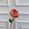Buquê de Flores Artificiais Rosa de Borda Queimada de Alta Qualidade Vintage para Decoração de Mesa, Arranjo de Flores, Buquê de Flores Artificiais, Rosas Decorativas