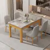 Mesa de jantar em pedra sinterizada italiana com conjunto de mesa e cadeiras de jantar em imitação de madeira maciça, mesa de jantar retangular moderna minimalista para apartamento pequeno