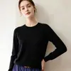 Suéter de cashmere de gola redonda pronto para usar de primeira linha para mulheres, estilo simples, novidade de outono, suéter de tricô pulôver solto para usar como base