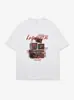 Camiseta de Verano Pesada Estilo Americano de Moda Retro, Algodón Puro High-Street de Manga Corta para Hombre, Top Holgado de Media Manga