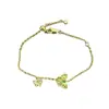 "Bailando" Pulsera Medieval Italiana Cepillada con Calados de Mariposa y Diamantes Verdes, Diseño de Nicho y Sensación de Alta Gama