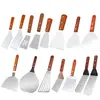Pala para cocinar mango de madera placa de hierro pala para barbacoa mango de madera pala para cocinar acero inoxidable pala para freír bistec espátula pala para pizza