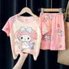 Pijama para Niños y Niñas Verano Manga Corta Ropa de Aire Acondicionado para Niños Delgada Dibujos Animados Talla Mediana Niños Grandes y Bebé Traje de Ropa para el Hogar