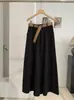 KEKEZOON Estilo Coreano Color Sólido Caída Casual Pantalón Falda Pierna Ancha Mujer Cintura Alta Adelgazante Pantalón Largo con Cinturón Moderno 9115