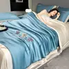 Colcha de Verano Nueva Lavable de Tencel, Juego de Cuatro Piezas de Colcha Lavable para Aire Acondicionado, Colcha Delgada de Verano de Seda de Hielo Individual/Doble