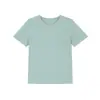 Camiseta Feminina de Gaze Colorida com Gola Redonda e Manga Curta para Verão, Slim Fit, Ombro Normal, Base de Algodão, Cor Sólida Simples, Estilo Básico, Roupa Feminina