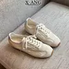 Sapatos de treino alemães de couro com cadarço estilo balé para mulheres, novos sapatos esportivos casuais versáteis 2026 com solas macias, sapatos Forrest Gump