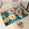 Tapete de Banheiro Antiderrapante Absorvente de Lama Diatomácea com Flor Tridimensional Tapete de Chão Resistente à Sujeira e ao Desgaste Fácil de Limpar para Porta de Vaso Sanitário