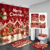 Cortina de Ducha Hombre de Jengibre Carpa de Ducha Serie Navideña Impresión Digital 3D Transfronteriza Poliéster Impermeable Venta al por Mayor Navidad Transfronteriza
