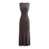 Vestido Largo Sexy sin Mangas Estilo Francés Maduro y Elegante para Mujer, Vestido de Verano Delgado que Favorece la Figura con un Diseño Puro y Atractivo que Ceñe la Cintura