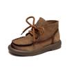 Botas altas hasta el tobillo estilo retro con punta redonda y colores pulidos de Shanghai Jiejie, zapatos informales con cordones y botas Martin.