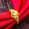 Anillo de oro de arena de Vietnam para mujer, no se decolora, todo a juego, anillo de temperamento, chapado en oro, anillo de amor vivo, apertura ajustable, venta al por mayor