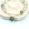 Nuevo Pulsera de Cristal Fantasma Verde para Mujer Pulsera de Vidrio de Pasto Marino con Cuentas Redondas Joyería para Amigos Puesto del Mercado Nocturno