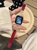 Corazón Dulce Diamante Cobre Zirconia Correa de Cuero Adecuada para Apple Watch iWatch 12ª Generación 11/10Ultrase
