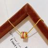Pendente de Diamante Pai Vermelho Rosa Brilhante Dourado do Vietnã Corrente para Clavícula Feminina de Luxo Leve Elegante de Alta Qualidade