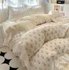 Set de cuatro piezas de algodón con encaje estilo coreano Estilo francés Ins Estilo princesa Falda de cama Juego de tres piezas de funda nórdica de algodón Ropa de cama