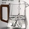 Juego de té con un mango alto de madera, diseño con vista a la montaña, taza creativa, taza de té kung fu, vaso de gran capacidad, base cuadrada de silicona, estilo simple