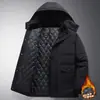 Ropa de algodón acolchada gruesa para hombre de mediana edad y ancianos para invierno con forro polar Chaqueta con capucha para hombre Informal versátil de longitud media Abrigo cálido de algodón acolchado