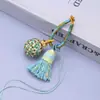 Llavero Colgante de Nudo de Diamante Degradado de Hortensia Tejido a Mano Cadena para Teléfono Borla Adorno Pequeño de Dopamina