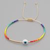 Ins Nicho Estilo Étnico Europeu e Americano Vidro Olhos Azuis da Sorte Miçangas Trançadas Miçangas de Arroz Miiyuki Pulseira Pequena para Mulheres