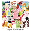 50 canecas com adesivos jellycat pintados à mão decorativas à prova d'água boneca da moda boneca fofa caderno de anotações