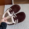 Há Nuvens na Árvore, Forrados com Lã, Aumentados e Quentes Sapatos de Algodão com Solado Plano para Mulheres, Novo Inverno 2025 Slip-On Sapatos Birkenstock com Solado Macio