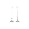 Pendientes de borla de diamantes con forma de cola de pez de sirena Ji con aguja 925 para mujer, sencillos pendientes de dos perlas Joker al por mayor 880