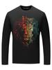 Camiseta de manga larga para hombre, camiseta de moda de otoño, nueva camiseta, ropa superior para hombre, elástica, de talla grande, con cabeza de león y diamantes de imitación