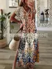 Vestido de Verano Nuevo de Manga Corta con Abertura Larga para Mujer, Estación Independiente Europea y Americana 2024, Comercio Exterior Transfronterizo