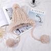 Chapéu de lã outono e inverno feminino estilo coreano fofo com pompom proteção para as orelhas chapéu Lei Feng inverno quente chapéu de malha de pelo de coelho moda