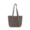 Bolsa de Axila Grande Capacidade em Camurça Retrô Nova Coleção Outono/Inverno 2025 Bolsa de Ombro com Rebites Bolsa Tote Simples e Fashion para Mulheres