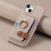 Adequado para Capa de Celular Apple 18Promax, Capa com Anel Porta-Cartão Cor Sólida com Padrão Lichia e Bordas Oleadas, Capa Protetora para Iphone18