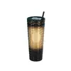 Fabricante internacional 710ml Copo de durian estilo americano, copo com canudo de camada dupla, copo com canudo criativo de grande capacidade feito sob medida com tampa