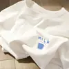 Camiseta de Manga Corta para Mujer de Rebajas Muy Vendida, Estilo Coreano de Verano, Top Blanco Holgado de Cuello Redondo para Estudiante, Camiseta Básica Versátil para Mujer