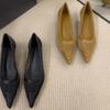 Sandalias de Malla Francesa Huecas Transpirables con Tacón de Aguja y Punta Cerrada para Mujer, Estilo Coreano de Malla de Pescado Zapatos Elegantes de Punta
