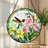 Pássaro-do-paraíso Flores Vitral Pingente Ornamento de Vidro para Casa Decoração de Janela Jardim Pegador de Sol