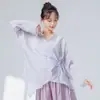 Ropa de Danza Clásica para Mujer, Estilo Nuevo, Corte Holgado, Blusa con Cuello de Corbata, Elegante Ropa Diaria para Actuación, Top de Manga Larga para Práctica